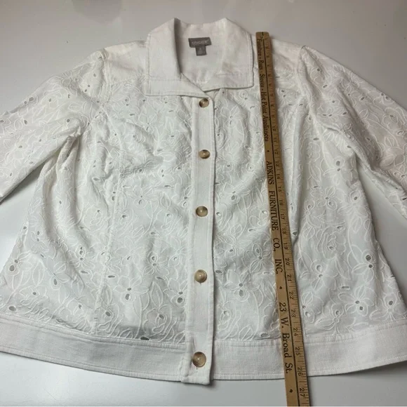 Chico’s White Cotton Eyelet Jacket | Cottagecore Summer Topper ·Coastal capsule - Picture 5 of 11
